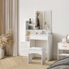 White Dressing Table with Mirror Stool 6 Tiers 4 Drawers Bedroom Dressing Table