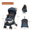 Portable Baby Stroller One-Hand Folding Pushchair W/Adjustable Backrest-Navy