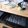 Black Rolling Kitchen Island Wheels Large 2 Drawers Serving Cart Trolley Cabinet