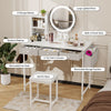 Dressing Table Vanity Set with Dimmable LED Light Mirror Socket Stool 3 Drawers