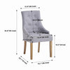 2pcs Grey Fabric Dining Chairs Button-Tufted Upholstered Armchairs with Rivets