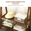 Wooden Clothes Rail Garment Hanging Rack Coat Display Stand With 2 Layer Shelves