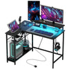L Shaped Desk with LED Lights Reversible Corner Gaming Desk with Storage