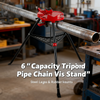 Heavy Duty Pipe Stand Chain Vice - Tri-Stand Tripod 1/8"-6" Pipe Capacity