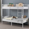 Metal Bunk Bed Frame Single Loft Bed Frame with Ladder Black Heavy Stable White