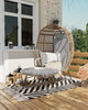 Patio Egg Chair with Ottoman Metal Frame Stand Outdoor Indoor with Cushions