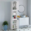 Bathroom Floor Storage Cabinet with Mirror and 2 Doors 6 Shelves Tallboy Unit