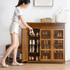 Retro Wood Shoe Storage Bench Shoe Rack Stool & Cabinet Integrated Storage Unit