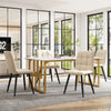 Rectangular Dining Table Kitchen Table w/ White Marble Effect Top and Gold Legs