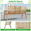 Outdoor Fir Wood Bench with Foldable Middle Table-Natural