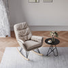 White Velvet Rocking Chairs High Back Recliner Sofa Tub Armchair Wood Legs