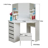 White Corner Dressing Table Makeup Desk Mirror Stool 5 Drawers 3 Mirrors CLIPOP