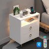 High Gloss Bedside Table RGB LED Bedside Cabinet 2 Drawers Nightstand USB Ports