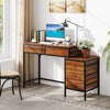 Industrial Styled Workstation Writing Table Computer Desk w/ 5 Drawers-Coffee
