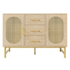 Sideboard Cabinet Rattan Chest of Drawers with 2 Doors and 3 Drawers for Bedroom