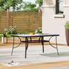 Garden Table Folding Mesh Chair Balcony Coffee Bistro Furniture w/ Umbrella Hole