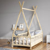 Natural Pine Wood Single Bedframe Toddler Kid Bed Sleep Station with Side Grill