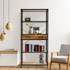 5 Tier Metal Wooden Bookcase Bookshelf Industrial Storage Display Shelving Unit