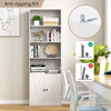 6-Tier Tall Bookshelf Wood Bookcase Organizer Display Storage Shelf W/ 2 Doors