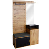 Wardrobe Set with 4 coat Hooks, Mirror, Shoe Cabinet, Wall-mounted Coat Rack
