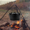 4L Cast Iron Dutch Oven Pot Dish Sauce Stockpot Cooking Camping Stew Lid Handle