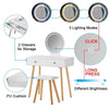 Dressing Table With Stool Led Lights Vanity Makeup Desk Set With 2 Drawers White