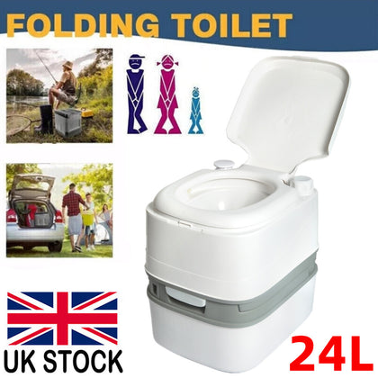 Large 24L Portable Toilet Flushing Chemical Potty Camping Caravan Easy Cleaning