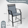 2 PCS Outdoor Patio Chair Fabric Bar Stool Metal Frame Counter Height Chairs