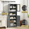 Tall Bathroom Storage Cabinet Freestanding Linen Cabinet Grey