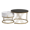 Marble Look Nesting Coffee Table with 1 drawer, Black and White