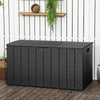 336L Garden Storage Box, Outdoor Furniture Organizer with Wheels Handle Black