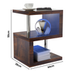 High Gloss Side Coffee Table 2 Tier Bedside End Table With LED Light Living Room