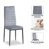 4pcs High Back Dark Grey Velvet Dining Chairs Padded Seat Dining Room Kitchen