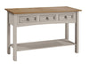 Corona Console Table Grey 3 Drawer Wax Solid Pine Hall by
