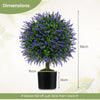 Set of 2 Artificial Lavender Topiary Ball Trees-Purple