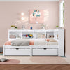 Daybed with 2 Drawers & Storage Compartments 3ft Single Wooden Bed Frame, White