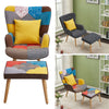 Fabric Armchair Buttoned High Back Upholstered Accent Chair w/Footstool&Pillow