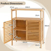 Bamboo Side Storage Organizer Bathroom Floor Cabinet w/ Double Doors