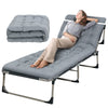 Sun Lounger Folding Recliner Reclining Garden Outdoor Guest Bed with Cushion