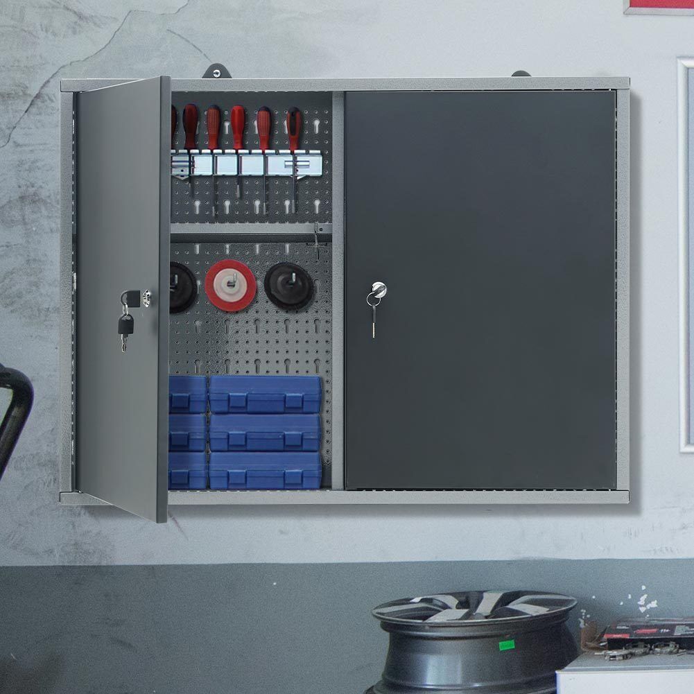 WALL MOUNTED TOOLS RACK METAL GARAGE STORAGE CUPBOARD TOOL CHEST CABINET LOCKER