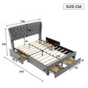 Double Upholstered Platform Bed Frame 135x190 with Drawers Storage and Headboard