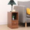 Slim Tall Bedside Table Cabinet with Drawer & Storage Space for Bedroom