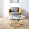 Home Office Large Gold Round Glass Coffee Table with Stainless Steel Leg 90x46cm