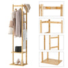 Sturdy Clothes Rail SeparateHanging Garment Coat Stand Shoe Rack w/2 Shelf Hooks