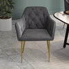 Set of 2/4 Grey Modern Velvet Kitchen Dining Chairs Soft Padded Seat Metal Legs