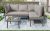 Outdoor Patio L-Shaped Sectional Sofa With Glass Coffee Table Furniture Sets