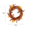 50cm Autumn Maple Leaf Garland Fall Wheat Harvest Wreath Front Door Hanging LED