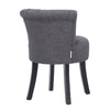 Grey Linen Makeup Chair for Vanity Button-Tufted Dressing Table Stool Wooden Leg