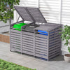 Grey Triple Wheelie Bin Storage Wooden Store Cover Garden Rubbish Dustbin 3 Shed