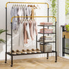 Rolling Clothes Drying Rack Adjustable Double Rods Garment Rack-Golden